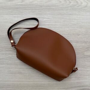 Brown Leather Wristlet Bag